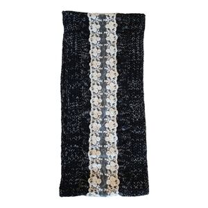 Love of Fashion Lace Accent Infinity Scarf Size OS - Black & White Knit Soft